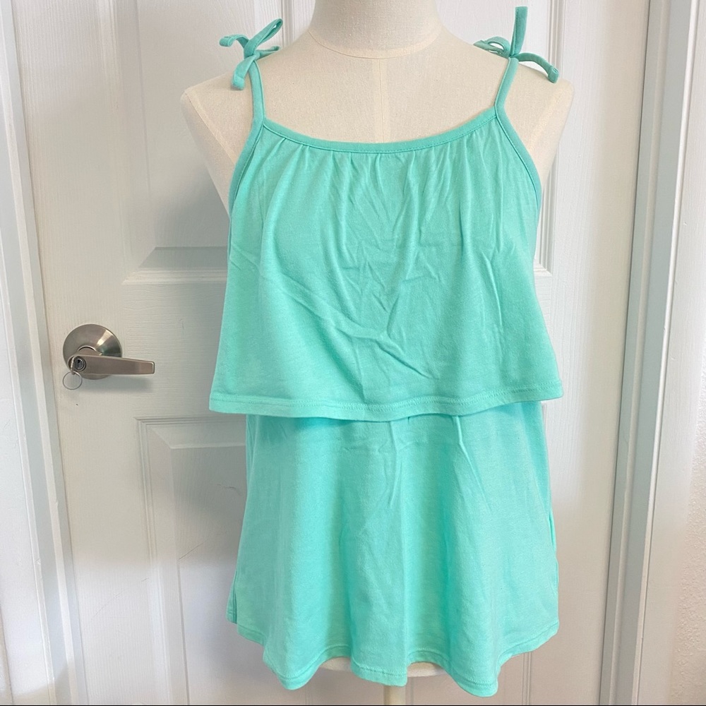 Old Navy girls teal layered cami tie tank xl‎ 14